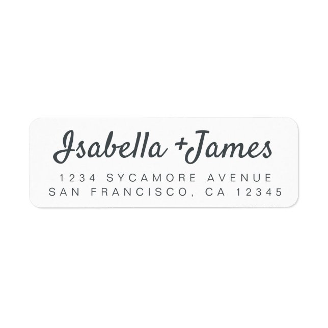Stylish Script Modern Black White Return Address  (Front)