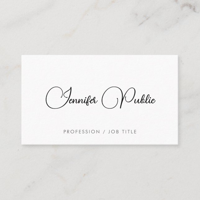 Stylish Script Modern Elegant Cute Template White Business Card (Front)