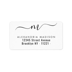 Stylish Script Monogram Black Modern Typography Label