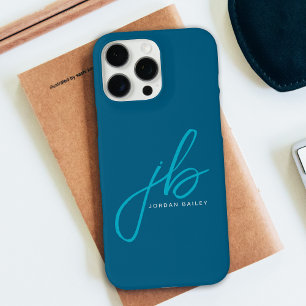 Stylish Script Monogram Initials and Name iPhone 16 Pro Max Case