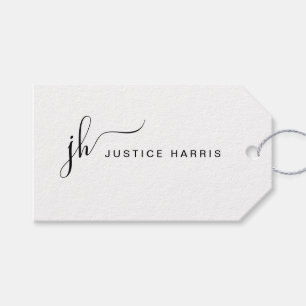 Stylish Script Monogram Modern Minimalist Gift Tags