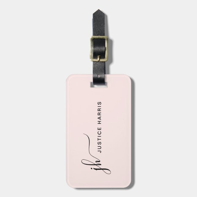 Stylish Script Monogram Modern Personalised Luggage Tag (Front Vertical)