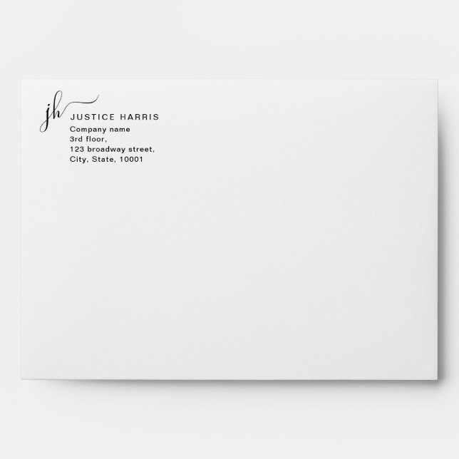 Stylish Script Monogram Modern Professional Envelo Envelope (Front)