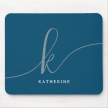 Stylish Script Monogram Navy Blue