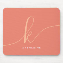 Stylish Script Monogram Peach Pink