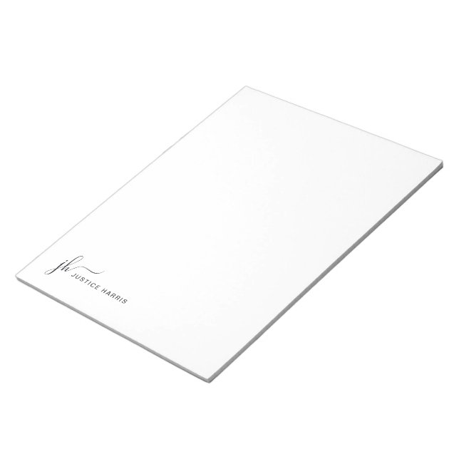 Stylish Script Monogram Personalised Stationery Notepad (Angled)