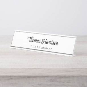 Stylish Script Monogram Professional Desk Name Plate