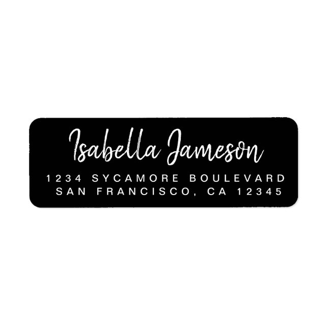 Stylish Script Name Black Return Address (Front)