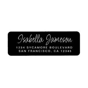 Stylish Script Name Black Return Address