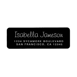 Stylish Script Name Black Return Address