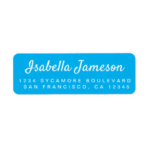 Stylish Script Name Bright Blue Return Address