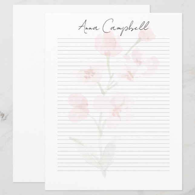 Stylish Script Name Monogram Letter Paper (Front/Back)