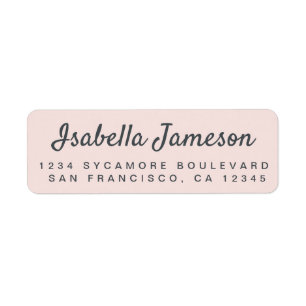 Stylish Script Name Pastel Pink Return Address