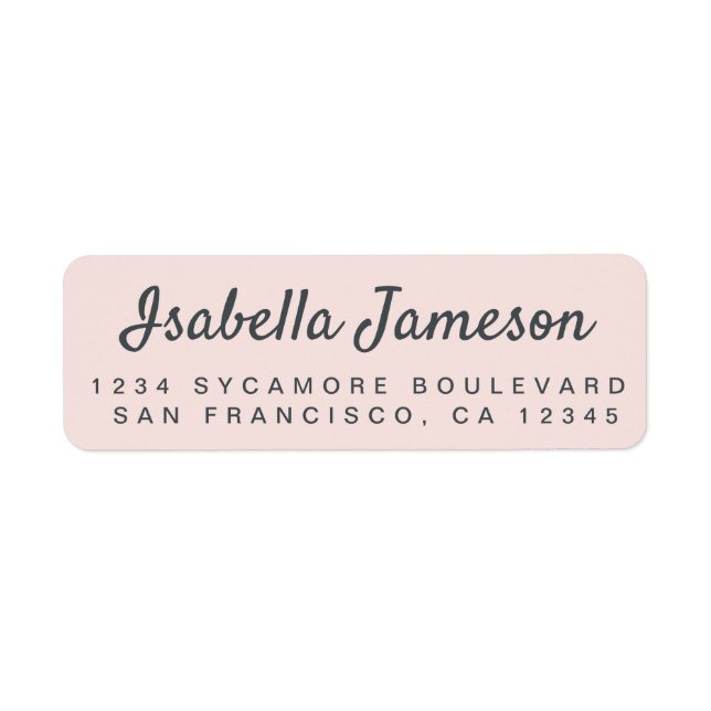 Stylish Script Name Pastel Pink Return Address (Front)