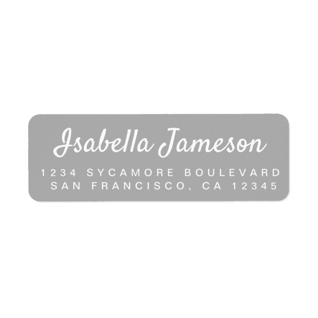 Stylish Script Name Silver Grey Return Address (Front)