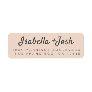 Stylish Script Peach Dust Wedding Return Address