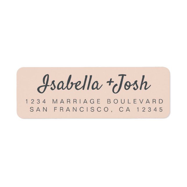 Stylish Script Peach Dust Wedding Return Address (Front)