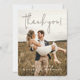 Stylish Script Personalised Photo Thank You Card