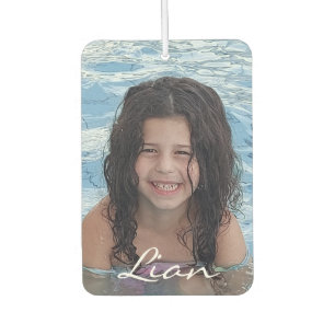 stylish script personalised photo two sided car air freshener