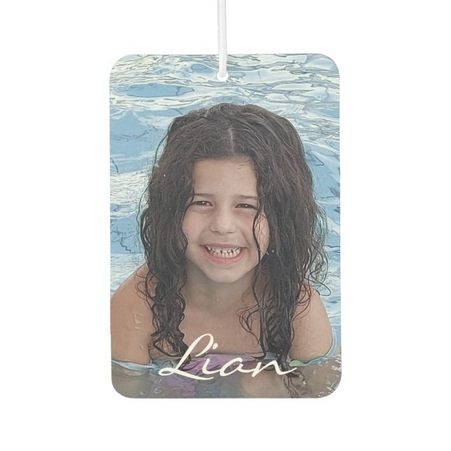 stylish script personalised photo two sided car air freshener (Front)