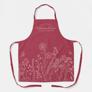 Stylish Script Personalised Pretty Floral Apron