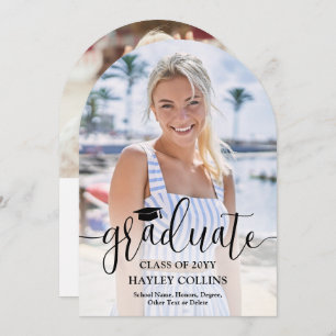 Stylish Script & Photo Graduation Announcement