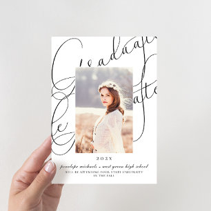 Stylish Script Photo Graduation Party Invitation