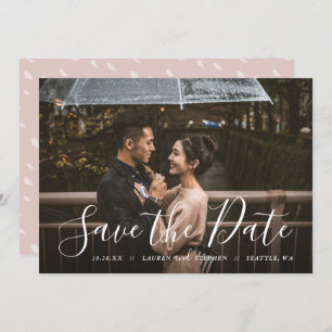 Stylish Script Photo Overlay Save the Date Invitat Invitation