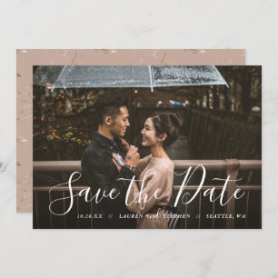 Stylish Script Photo Overlay Save the Date Invitation