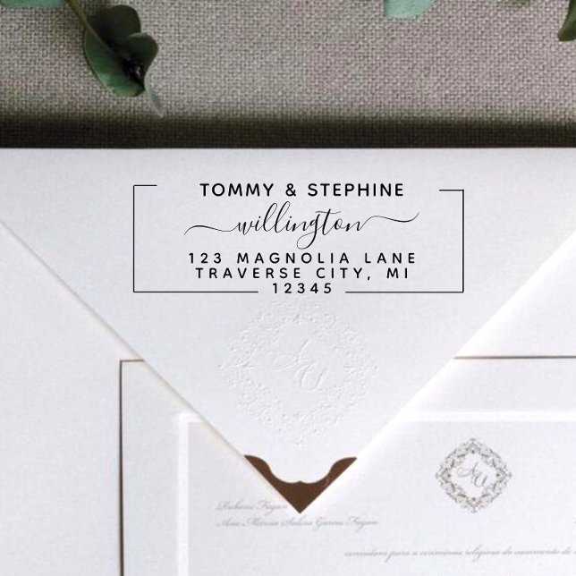 Stylish Script Return Address Self-inking Stamp (Creator Uploaded)