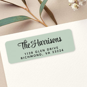 Stylish Script Sage Green Return Address