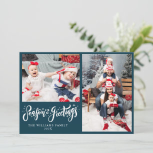 Stylish Script Season's Greetings Christmas Holiday Card