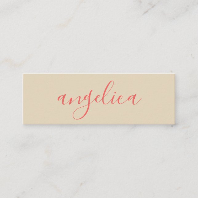 Stylish Script Text Mini Business Card (Front)