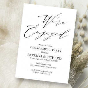 Stylish Script We Are Engaged Engagement Party Invitation