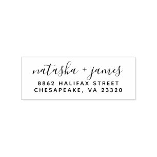 Stylish Script Wedding Return Address Stamp
