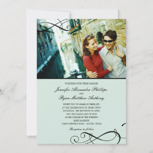 Stylish Scrolls Wedding Photo Invitations