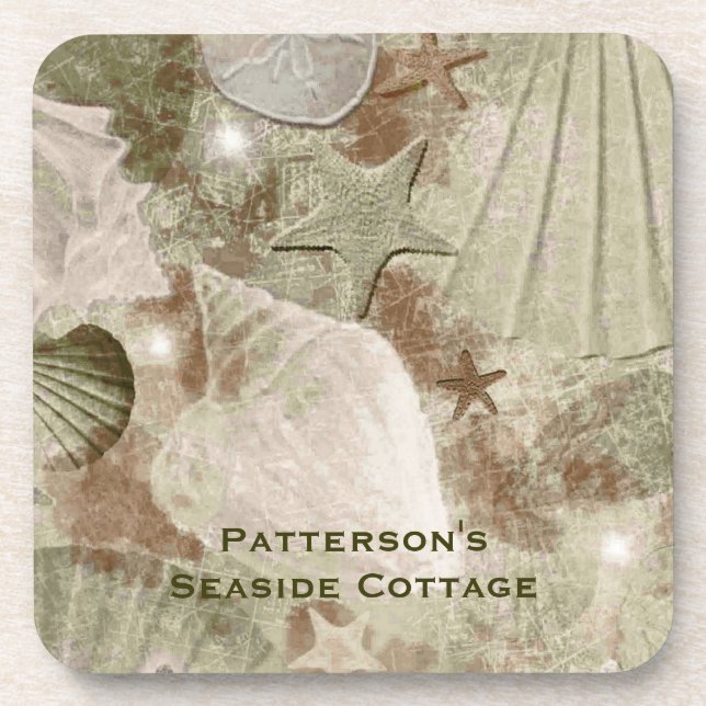 Stylish Sea Shell Custom Coasters (Front)