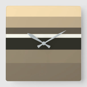 Stylish Sepia Monochrome Horizontal Rectangles Square Wall Clock