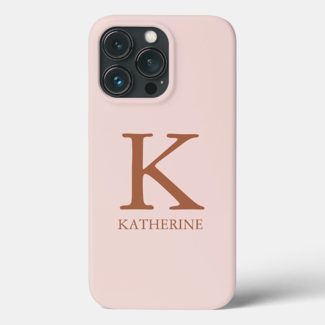 Stylish serif monogram name plain blush pink girly Case-Mate iPhone case (Back)