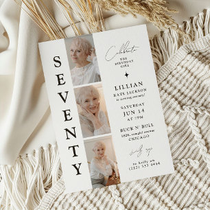 Stylish SEVENTY Photo Strip 70th Birthday  Invitation