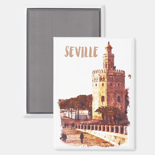 Stylish Seville Spain Andalucia Travel Magnet (Front/Back)