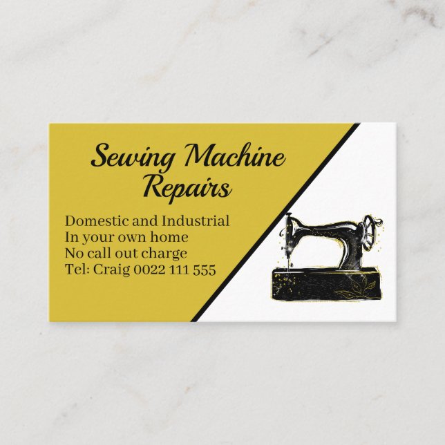Stylish Sewing Machine Repair  Business Card (Front)