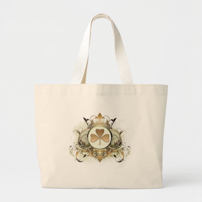 Stylish Shamrock Large Tote Bag (Front)
