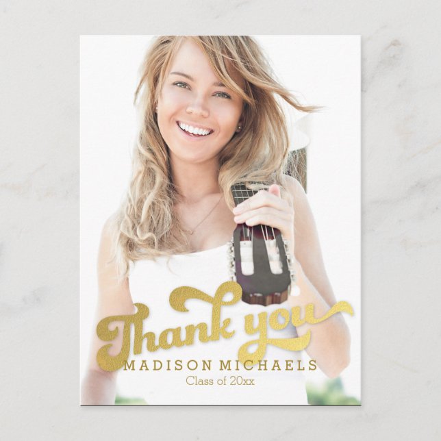 Stylish Shimmer Graduation Thank You Card (Front)