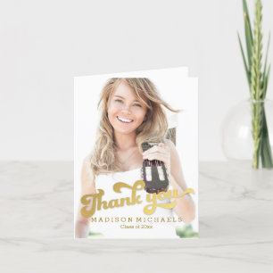 Stylish Shimmer Graduation Thank You Card