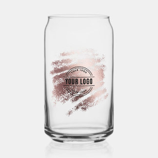 Stylish Shiny Bronze Business Logo Guest Can Glass