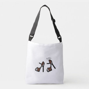 Stylish Shoe Print - Cinnamon Plaid Crossbody Bag