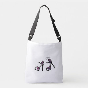 Stylish Shoe Print - Eggplant Plaid Crossbody Bag