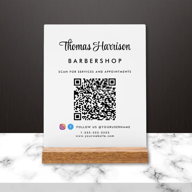 Stylish Signature Script QR Code Business Acrylic Sign (Creator Uploaded)