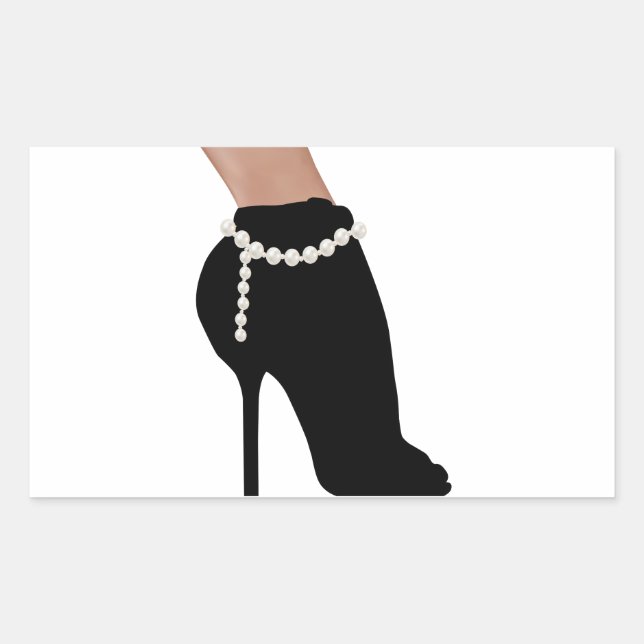 stylish silhouette beautiful woman shoes high heel rectangular sticker (Front)